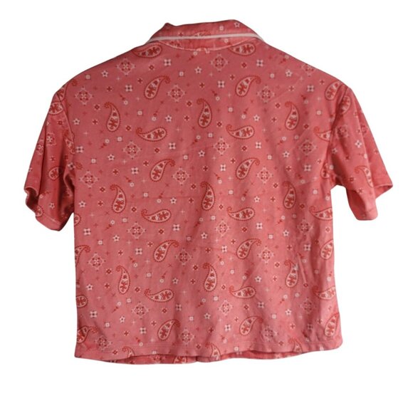 Art Class Pajama Lounge Set Pink Size 10 Large Button Top Pull On Shorts Paisley - Picture 4 of 11